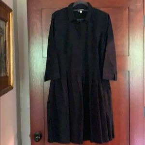 Black Cotton Paperbag Waist Shirt Dress